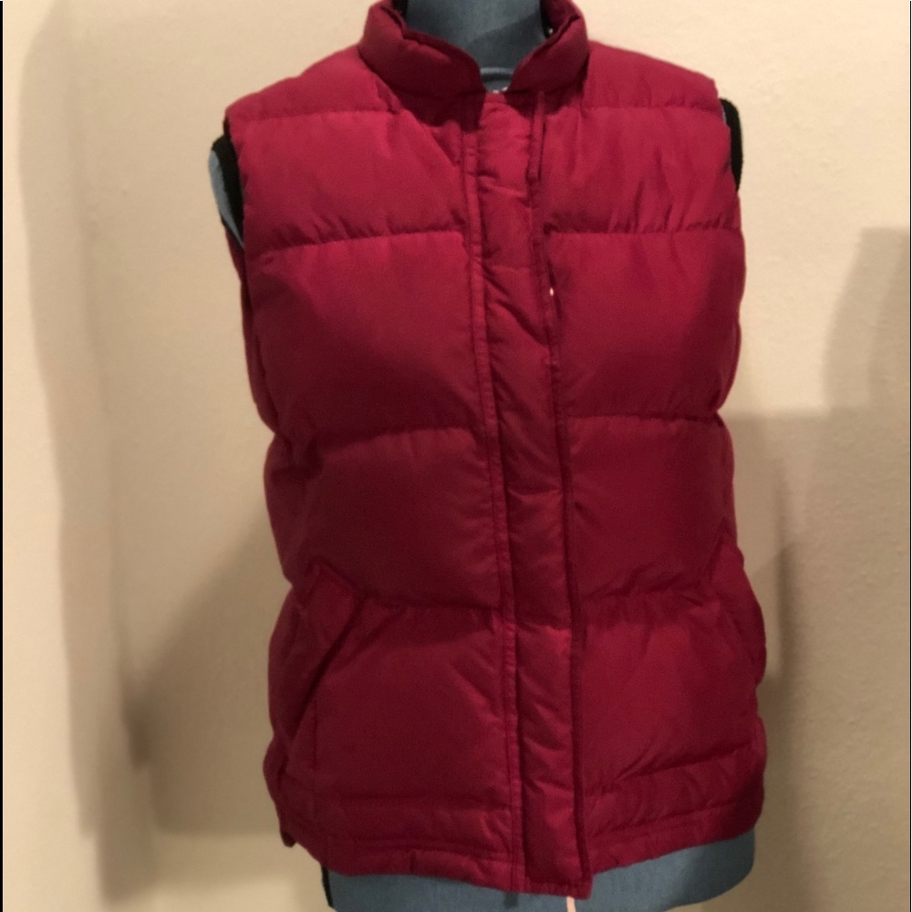 JCrew fuschia pink sleeveless puffer vest.